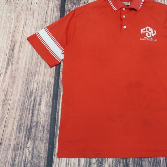 Vintage Fresno State University Bulldogs Polo Shirt Print Ons FSU Mens Red XL - Picture 6 of 10